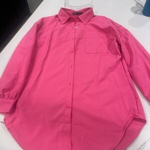 SHEIN Men's Vibrant Pink Casual Button Down Shirt